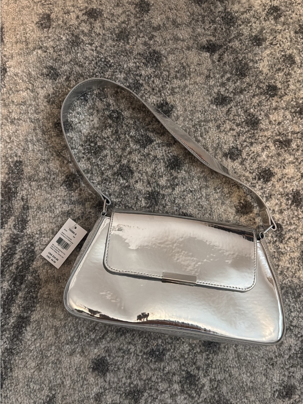Claire's Metallic Silver Shoulder Bag